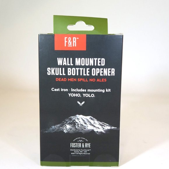 Foster & Rye Black Skull Cast Iron Wall Mounted Bottle Opener Halloween NEW - Picture 4 of 7